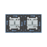 Priza dubla Livolo cu rama din sticla, albastru