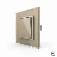 Intrerupator Dublu Mecanic Cap Scara LIVOLO cu Rama din Sticla - Serie Noua, auriu