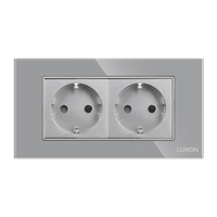 Priza Dubla cu Rama din Sticla LUXION, Standard Italian, 4M, gri