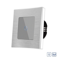 Intrerupator Simplu cu Variator cu Touch din Sticla si Rama de Aluminiu LUXION, RF433, gri