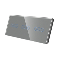 Panou Intrerupator Triplu + Triplu + Triplu cu Touch Din Sticla LUXION, gri