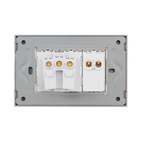 Intrerupator Simplu + Priza cu Rama din Sticla LUXION, Standard Italian, 3M, gri