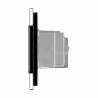 Intrerupator dublu + priza Livolo cu rama din sticla, Standard italian, negru