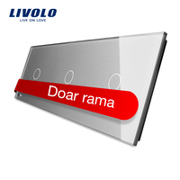 Panou intrerupator simplu+simplu+simplu cu touch Livolo din sticla, gri