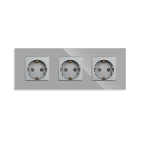 Priza Tripla cu Rama din Sticla LUXION, gri