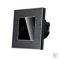 Intrerupator Dublu cu Variator si Touch din Sticla si Rama de Aluminiu LUXION, negru