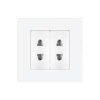 Priza Dubla cu Module Inguste cu Rama din Sticla LUXION, alb