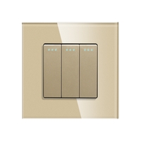 Intrerupator Triplu Mecanic LUXION cu Rama din Sticla, auriu