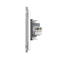 Priza Tripla cu Blank Livolo cu Rama din Sticla 2 Prize Schuko+TV/internet, Standard Italian - Serie Noua, alb