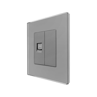 Priza Telefon + Blank cu Rama din Sticla LUXION, gri