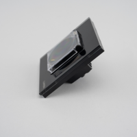 Priza Simpla cu Capac de Protectie cu Rama din Sticla LUXION, negru