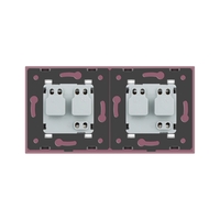 Priza dubla Livolo cu rama din sticla, roz