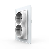 Priza Dubla Livolo cu Rama din Sticla Pentru Doza Simpla, alb