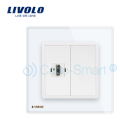 Priza simpla HDMI Livolo cu rama din sticla, alb