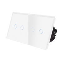 Intrerupator Dublu + Dublu cu Touch din Sticla LUXION, alb