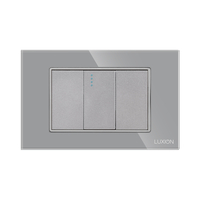 Intrerupator cu Revenire (Sonerie) Mecanic 1M si 2 Taste False LUXION cu Rama din Sticla, Standard Italian, 3M, gri