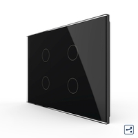Intrerupator cvadruplu cap scara / cruce cu touch Livolo din sticla, standard Italian - Serie noua, negru