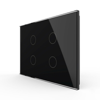 Panou intrerupator cvadruplu cu touch Livolo din sticla, standard Italian - Serie noua, negru