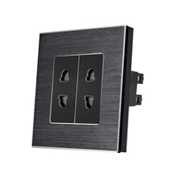 Priza Dubla cu Module Inguste cu Rama din Aluminiu LUXION, negru