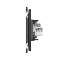 Priza Tripla cu Blank Livolo cu Rama din Sticla 2 Prize Schuko+TV/internet, Standard Italian - Serie Noua, negru