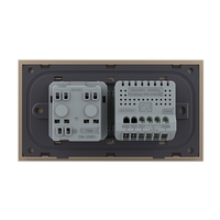 Intrerupator Simplu Cap Scara / Cruce + Priza LIVOLO cu Rama Din Sticla, Standard Italian, 4M, auriu