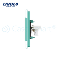 Priza dubla TV + Telefon Livolo cu rama din sticla, verde