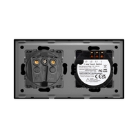 Intrerupator Dublu + Priza cu Rama din Sticla LUXION, negru