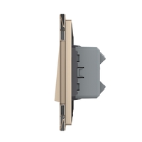 Intrerupator Simplu Mecanic Cap Cruce, 2 Module LIVOLO cu Rama din Sticla - Serie Noua, auriu