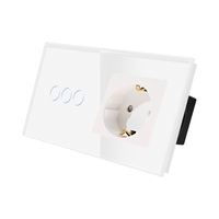 Intrerupator Triplu + Priza cu Rama din Sticla LUXION, alb