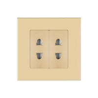 Priza Dubla cu Module Inguste cu Rama din Sticla LUXION, auriu