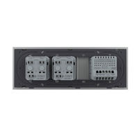 Intrerupator Simplu + 2 Prize LIVOLO cu Rama Din Sticla, Standard Italian, 6M, gri