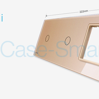 Panou 2 intrerupatoare simple cu touch si priza Livolo din sticla, auriu