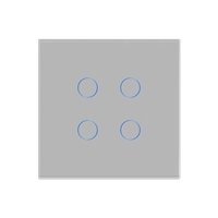 Intrerupator Cvadruplu Wi-Fi + RF433 cu Touch din Sticla LUXION, gri