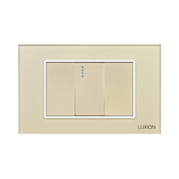 Intrerupator cu Revenire (Sonerie) Mecanic 1M si 2 Taste False LUXION cu Rama din Sticla, Standard Italian, 3M, auriu