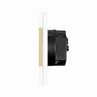 Intrerupator Dublu Cap Scara / Cruce + Priza cu Rama din Sticla LUXION, Serie A, auriu