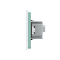 Priza simpla Livolo cu rama din sticla, verde