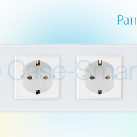 Intrerupator simplu + Priza tripla LIVOLO cu touch din sticla, alb