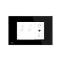 Intrerupator dublu + priza Livolo cu rama din sticla, Standard italian, negru