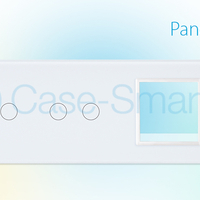 Panou intrerupator dublu+dublu+ priza Livolo din sticla, alb