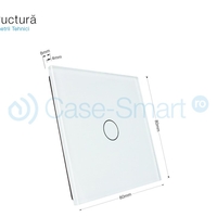 Panou intrerupator simplu cu touch Livolo din sticla, alb
