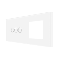 Panou Intrerupator Triplu cu Touch si Priza Simpla Din Sticla LUXION, alb