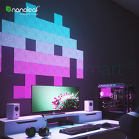 Pachet 4 Panouri luminoase inteligente Nanoleaf Canvas cu senzor muzica pentru extindere kit de baza Canvas, LED RGBW
