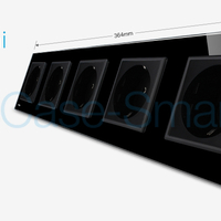 Priza cvintupla Livolo cu rama din sticla, negru