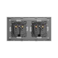 Priza Dubla LUXION cu rama din aluminiu, gri