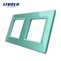 Rama priza dubla Livolo din sticla, verde