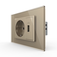 Priza simpla cu USB Livolo standard italian, auriu