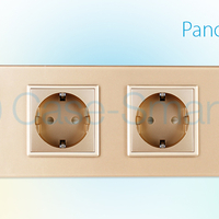 Intrerupator simplu + Priza tripla LIVOLO cu touch din sticla, auriu