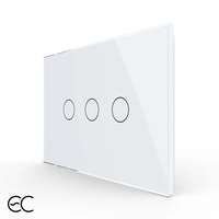Intrerupator triplu cu touch Livolo din sticla, standard Italian, protocol ZigBee EC - Serie noua, alb