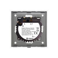 Intrerupator Simplu cu Variator cu Touch din Sticla si Rama de Aluminiu LUXION, protocol Zigbee, auriu