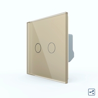 Intrerupator Dublu Cap Scara / Cruce cu Touch LIVOLO - Serie Noua, auriu